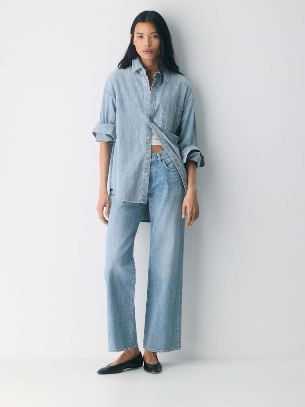Denim Forum Faded Blue Oversized Denim Shirt - colour 7 yrs Pctr ths blue